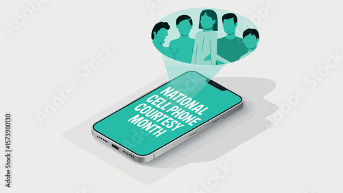 National Cell Phone Courtesy Month Awareness with Digital Etiquette Reminder