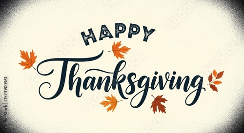 Wallpaper Mural Happy Thanksgiving: Elegant Typography and Autumn Leaves Design Torontodigital.ca
