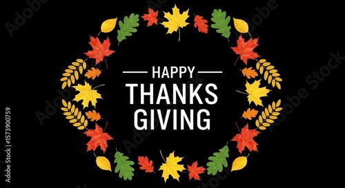 Wallpaper Mural Happy Thanksgiving: A Festive Autumn Wreath Design Torontodigital.ca