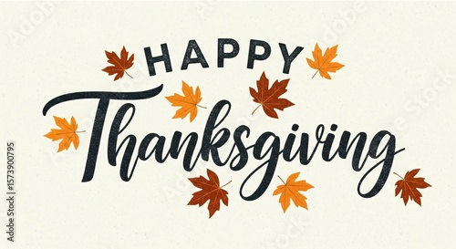 Wallpaper Mural Happy Thanksgiving: Festive Autumn Leaves & Calligraphy Design Torontodigital.ca