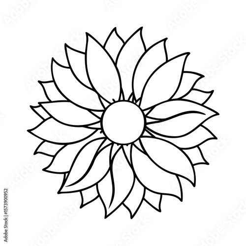 Black outline flower petals radiating from center white