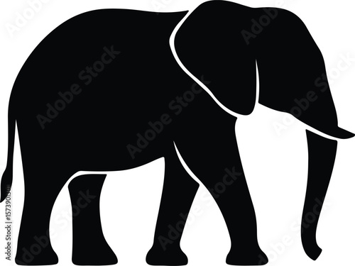 Silhouette of an African elephant walking profile vector Illustrator