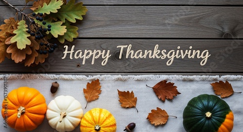 Wallpaper Mural Thanksgiving Greetings: Rustic Wooden Background with Pumpkins and Autumn Leaves Torontodigital.ca