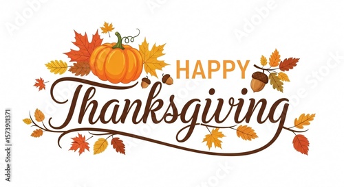 Wallpaper Mural Happy Thanksgiving: Festive Pumpkin & Autumn Leaves Design Torontodigital.ca