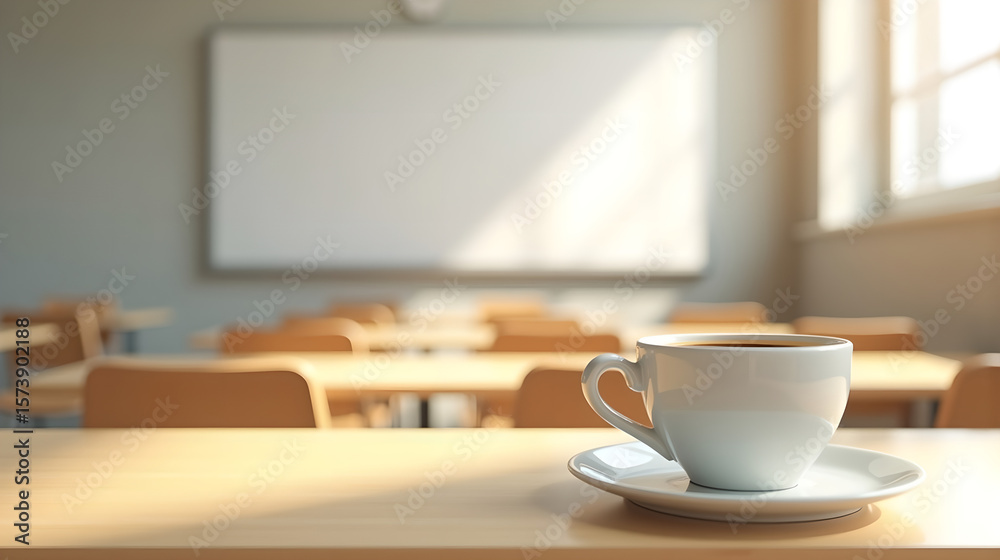 Obraz premium Coffee Cup on Classroom Desk