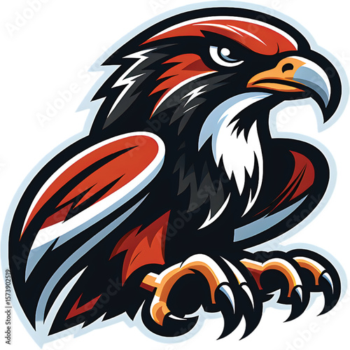 Fierce black and orange eagle with sharp talons bird raptor