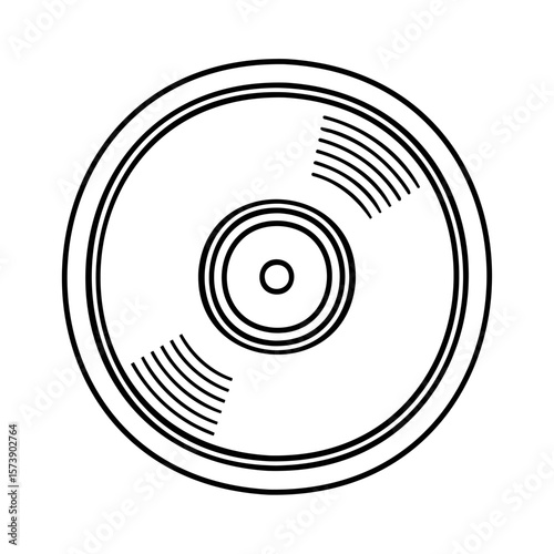 Black vinyl record with grooves white music