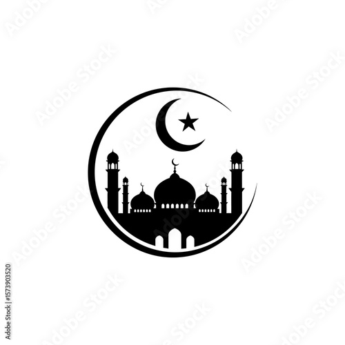 Msa texas tech university logo with mosque silhouette crescent moon and star in a circular design