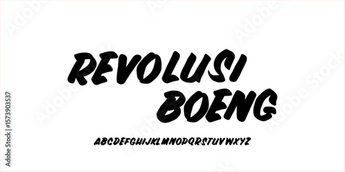 Brush Font. Hand Drawn Bold Typeface. Creative Uppercase Letters with Revolutionary Street Art Vibes. Classic Poster Graffiti Decorative Vector Typography for Modern and Vintage Design Concepts.