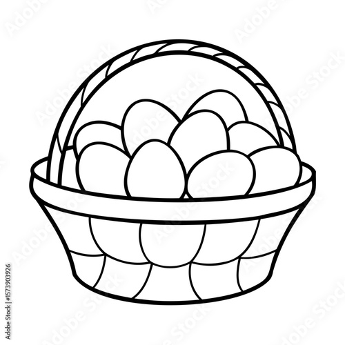 Woven basket filled with eggs oval white