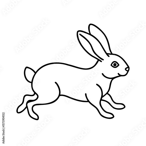 Running rabbit with long ears bunny hare