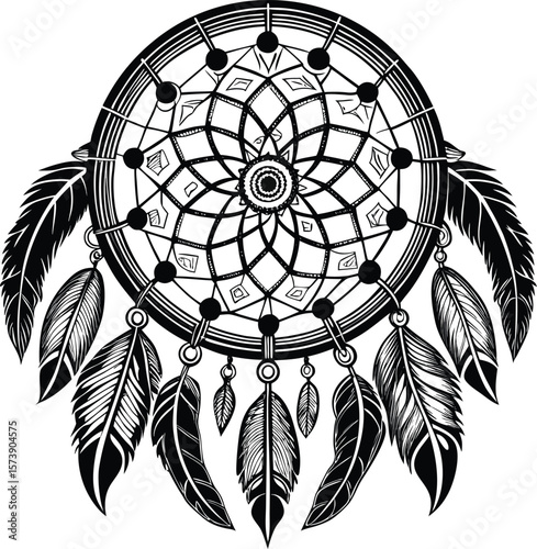 Black and white round floral mandala pattern vector illustration