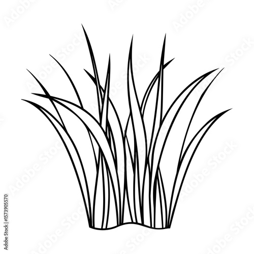 Black and white illustration of grass blades green