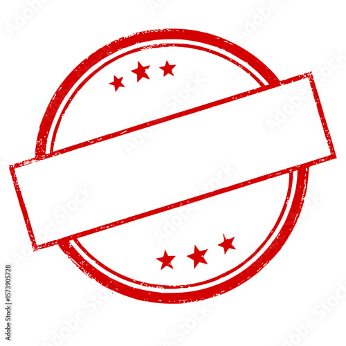 Isolated Red Grunge Rubber Stamp with Blank Banner and Stars