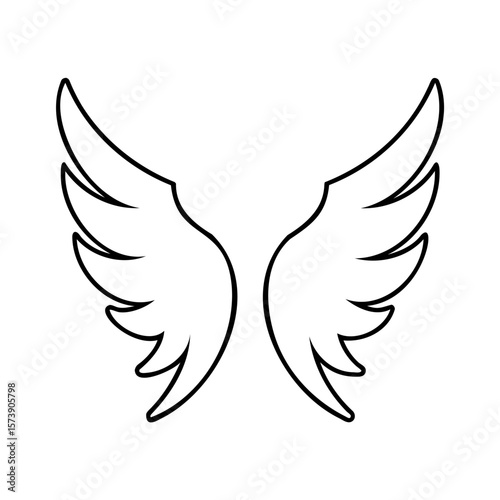 Stylized black angel wings outline white