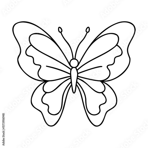 Elegant black outline butterfly insect wings