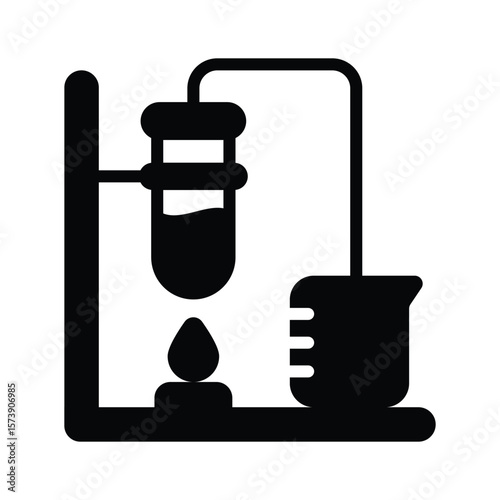 An editable glyph style icon of lab heating experiment