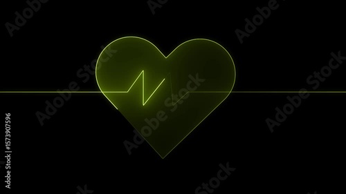Love heartbeat animation. Abstract neon heartbeat signal icon animation. 