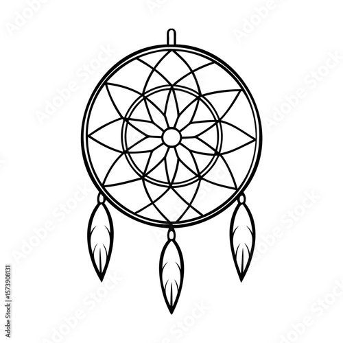 Ornate dream catcher with feather accents Native American
