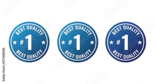 Number 1 Best Quality Badge Icon Set | Blue Vector Labels for Product Guarantee, Top Choice and Recommendation Marketing