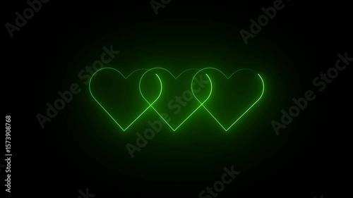 Glowing Neon Love Heart Icon Animation. Romantic Neon Love Symbol Loop