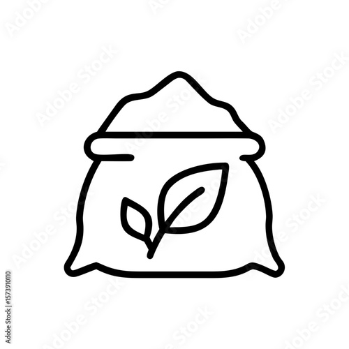 Compost with leaf in a simple line art style on a transparent background  