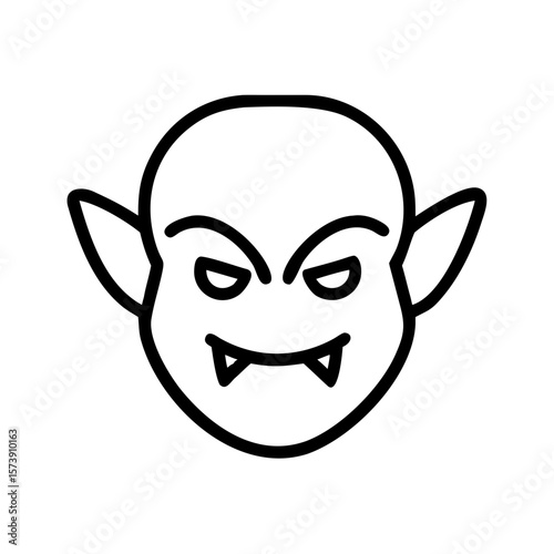 Goblin face icon on transparent background in simple line art style  