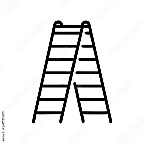 Ladder stepladder icon on transparent background  