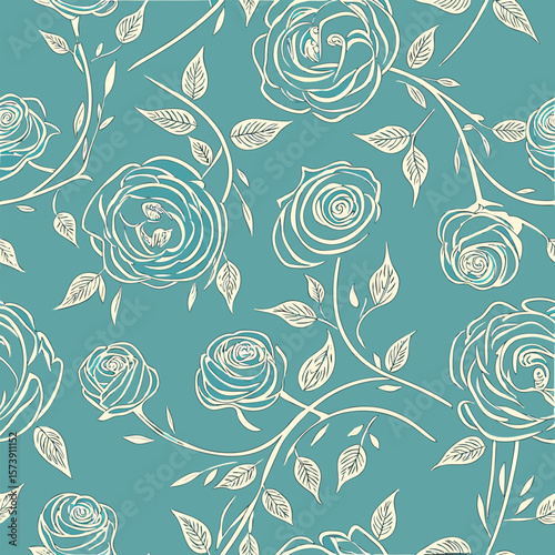 Elegant teal rose pattern