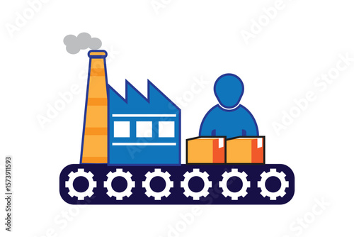 Factory Production icon, operation industries icon, production icon, product processing