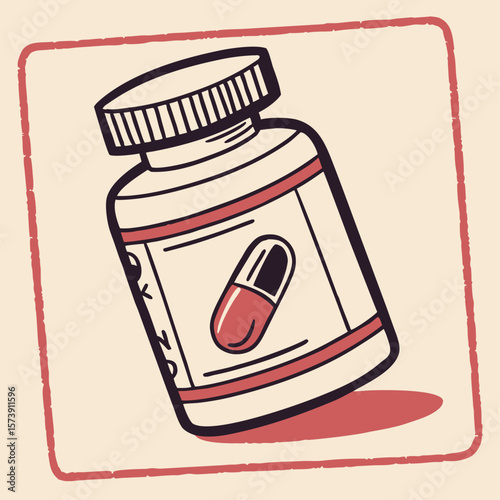 Medicine bottle containing a single pill offering a healthy life and wellness benefits