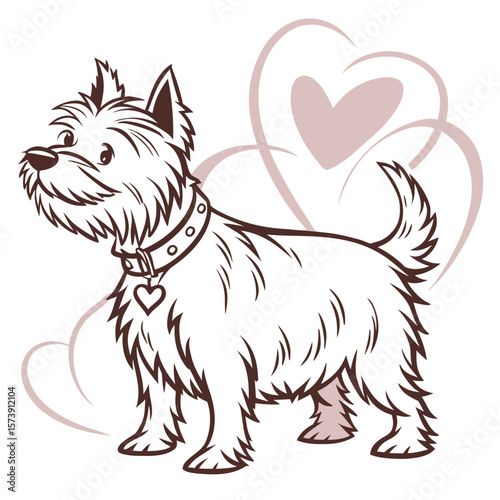 Adorable West Highland White Terrier Dog with Heart Decorations for Pet Lovers