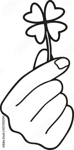 a hand holding a four-leaf clover