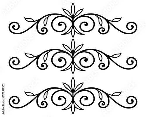 Elegant vector floral design elements featuring swirls and leaves for decorative purposes.