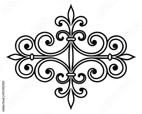 Elegant black ornamental vector design element on white background.