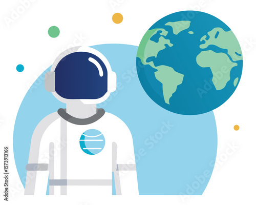 Astronaut observing planet earth symbolizing space exploration science and global awareness.