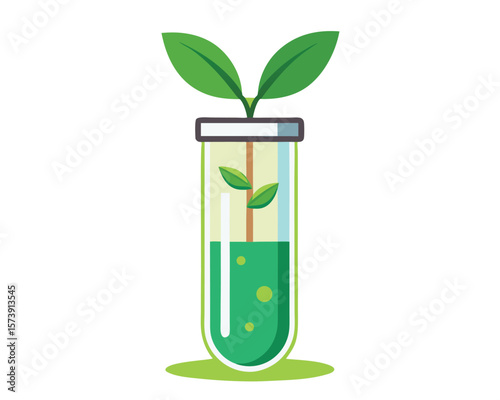 Conceptual illustration of plant growth and scientific process representing environmental awareness.