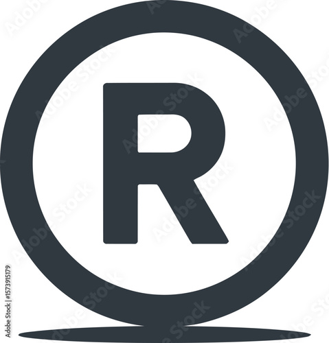 A registered trademark symbol in black with a circle around the letter r on a white background plain