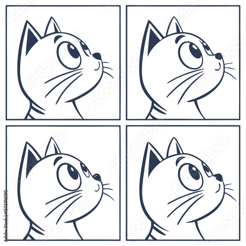 Adorable Black and White Cats Illustration Set