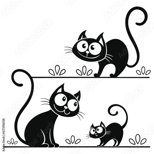 Stylized Cartoon Cat Characters Collection