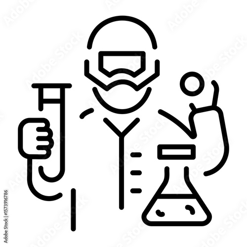An outline style icon depicting lab technician