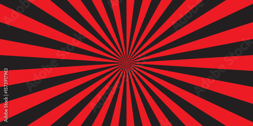 Vector sunburst pattern red  and black background design. Vintage sunrays illustration swirl grunge backdrop line. sun beam vector banner design and comic burst gradient concept pattern.	