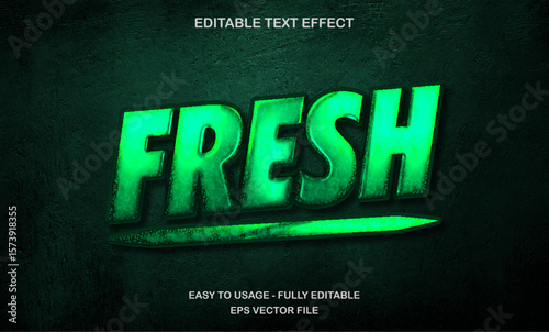 Fresh editable text effect with green tone for healthy drink and organic branding