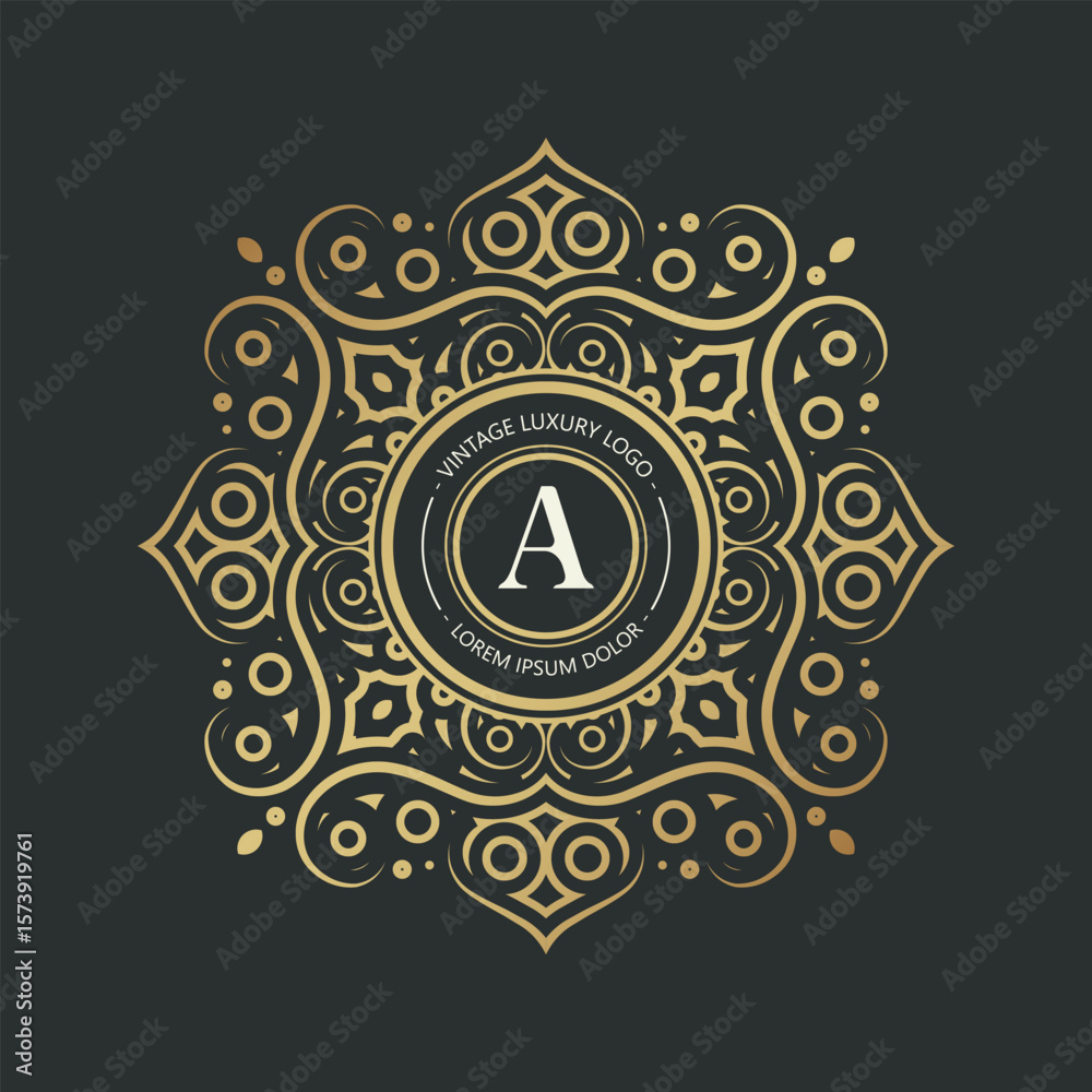 Obraz premium Elegant Monogram Logo in Gold and Green