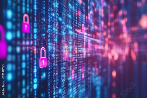 Virtual Lock Digital Security Concept