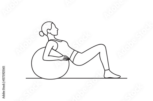 Ball therapy exercise continuous one line drawing minimalism design