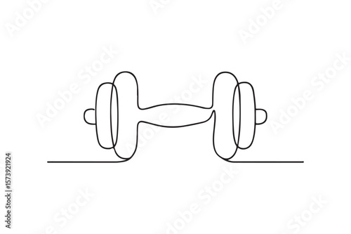 Dumbbell continuous one line drawing minimalism design