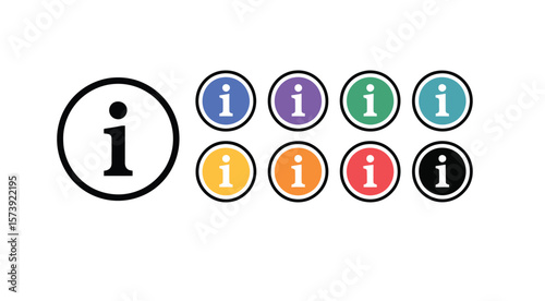 A dashboard displaying multiple colorful information icons on a white background with a simple design layout