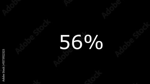 Animated Number Counter in Percentage from 0 to 65 Percent on Black Background.