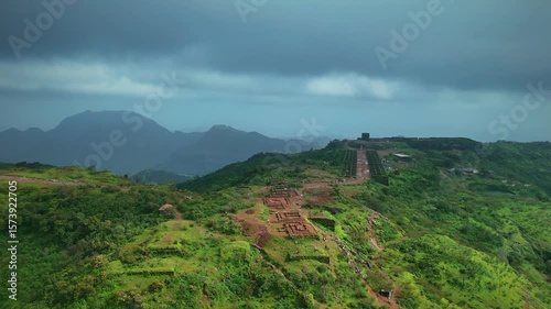 Chhatrapati Shivaji Maharaj’s Raigad Fort – 4K Drone Stock Footage-Raigad Fort Sunrise Aerial | Western Ghat Heritage | 4K - Epic Drone Shots of Raigad Fort | Maharashtra Forts | 4K